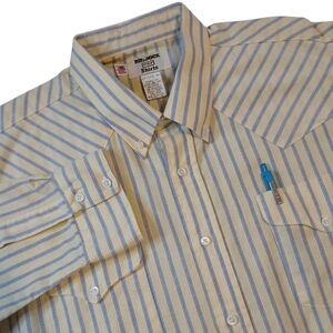 Vintage Ruddock Flying Ranch Classic Fit Extra Long Tail Western Shirt 17.5/36